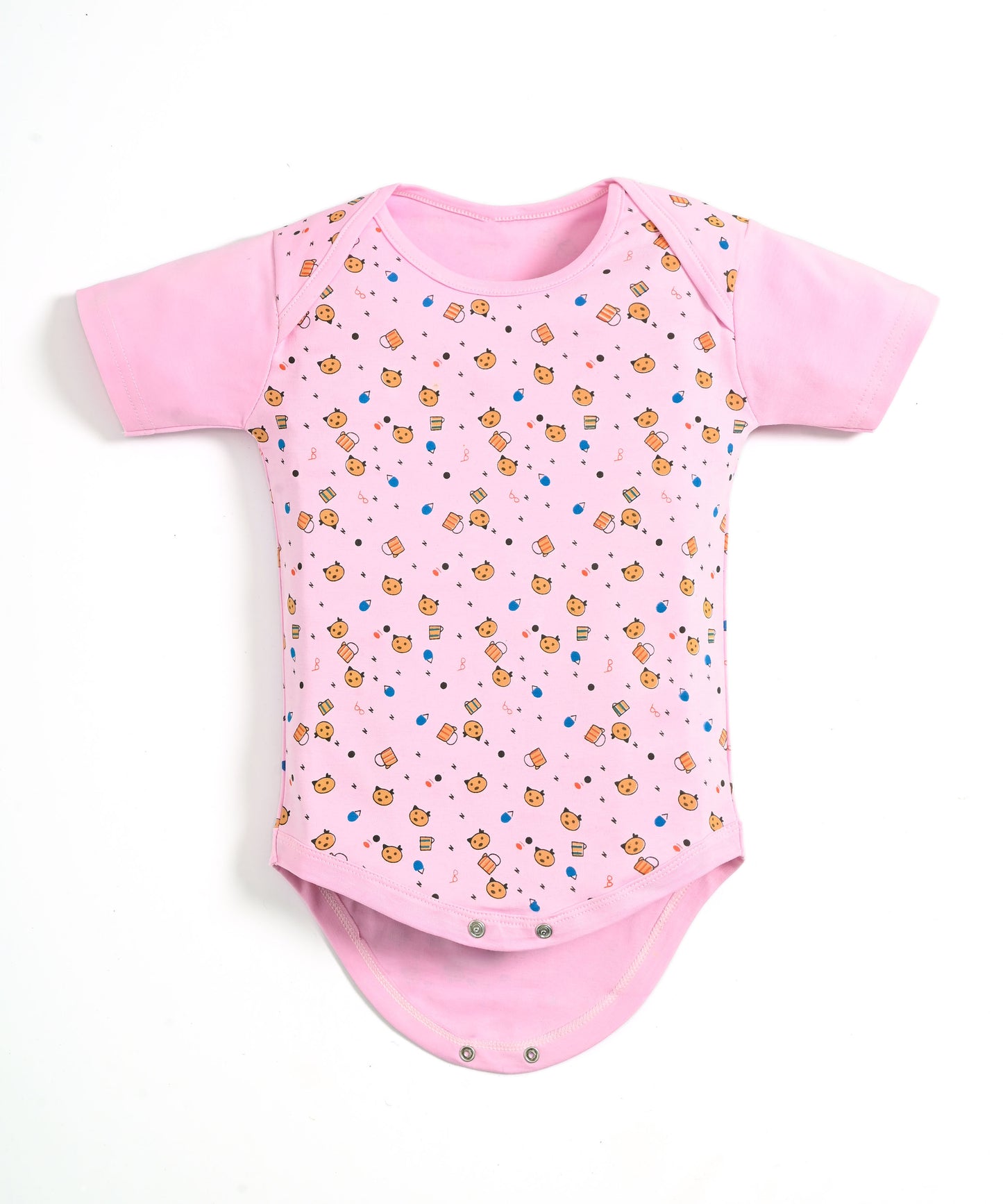 Kitten Envelope Half Sleeves Bodysuit Romper | Pink