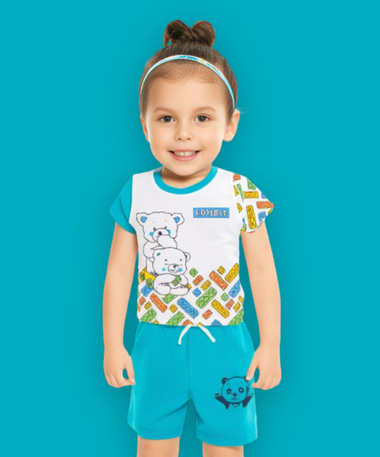 Loyable Half Sleeves T-Shirt & Half Pant Set | Blue