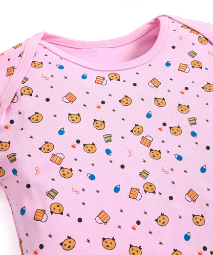 Kitten Envelope Half Sleeves Bodysuit Romper | Pink