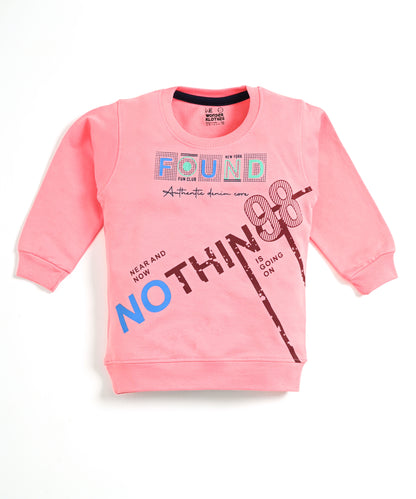 Nothing Full Sleeves Sweatshirt & Joggers Set | Pink