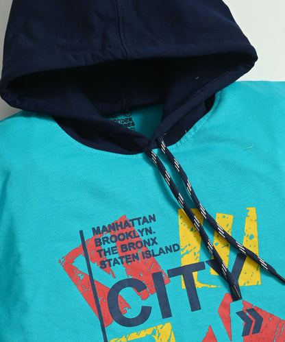 City Full Sleeves Hoodie Sweatshirt with Pocket | Blue