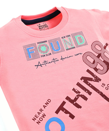 Nothing Full Sleeves Sweatshirt & Joggers Set | Pink