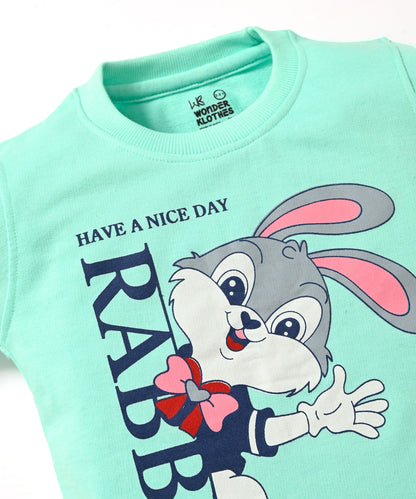 Rabbit Full Sleeves Sweatshirt and Joggers Set | Green