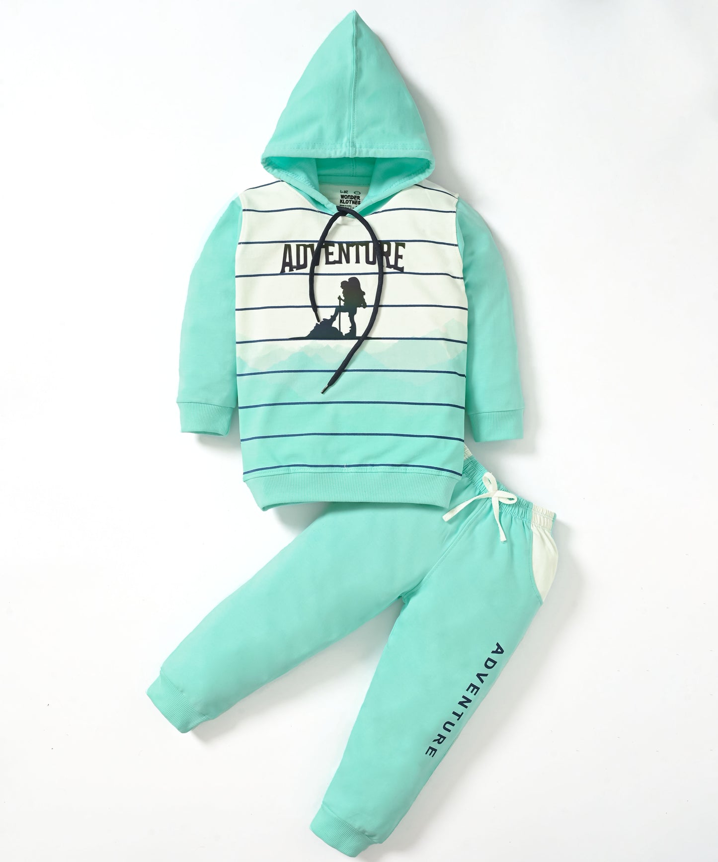 Adventure Full Sleeves Hooded Sweatshirt & Joggers Set | Green