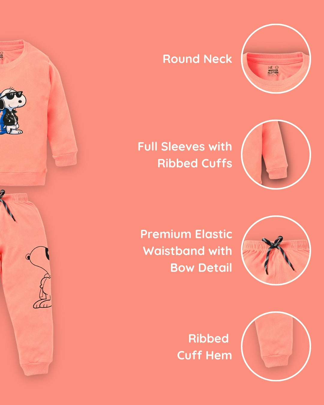 Critic Snoopy Full Sleeves Sweatshirt and Joggers Set | Orange