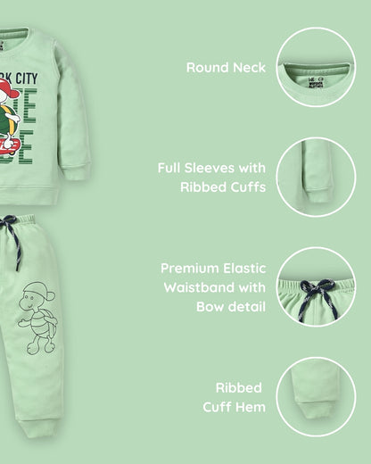 Skate Dude Full Sleeves Sweatshirt and Joggers Set | Green