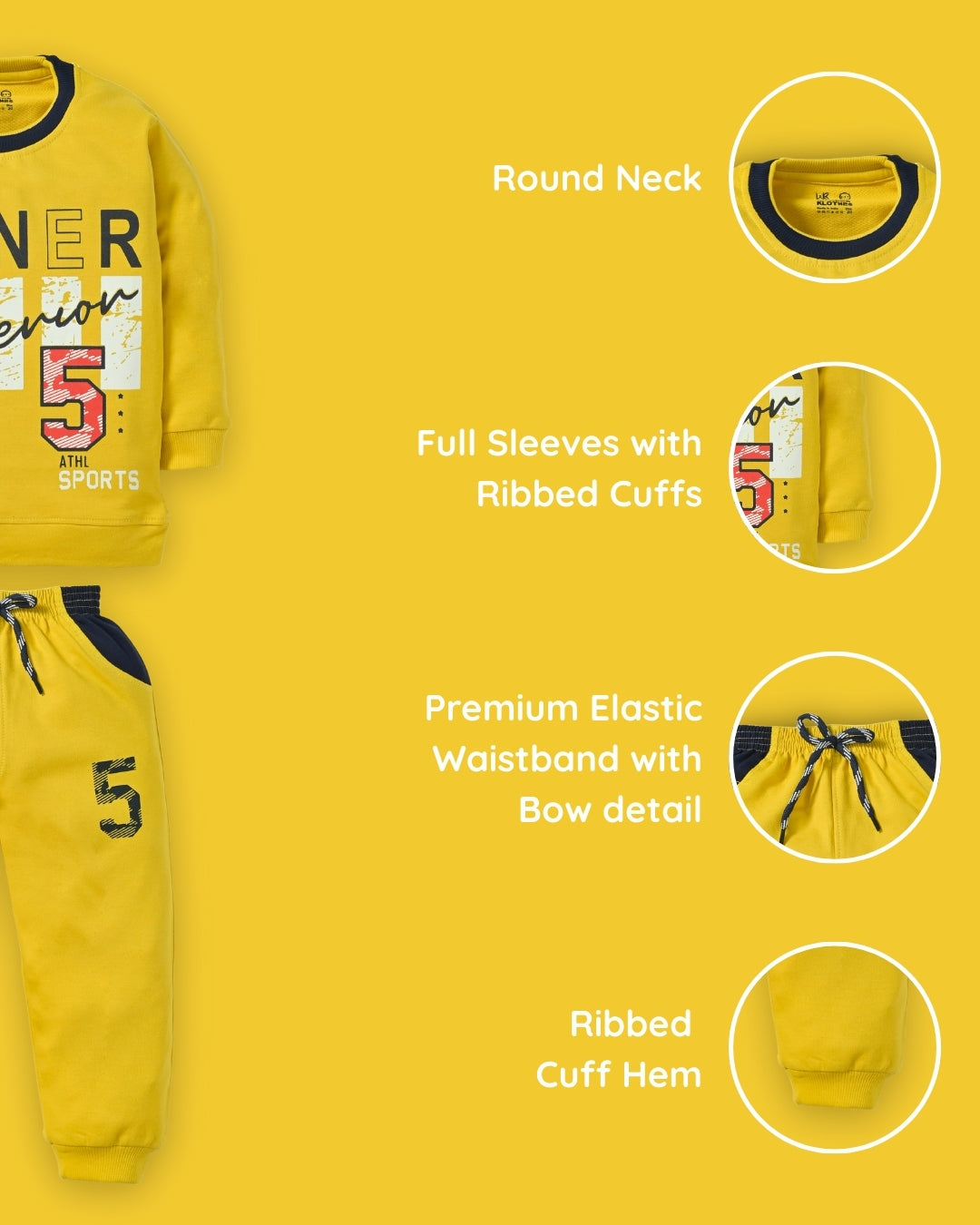 Owner Full Sleeves Sweatshirt and Joggers Set | Yellow