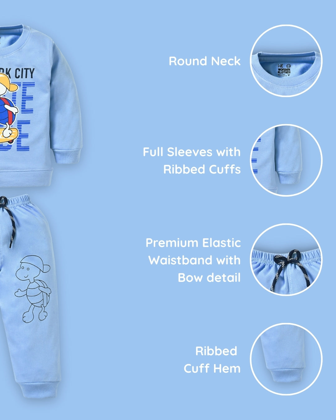 Skate Dude Full Sleeves Sweatshirt and Joggers Set | Blue