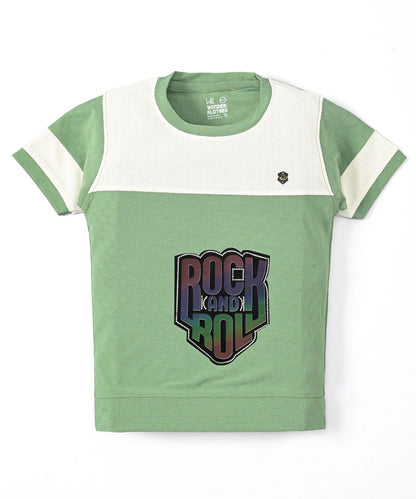 Rock and Roll Premium Half Sleeves T-Shirt & Denim Shorts Set | Green
