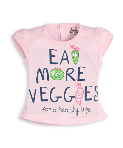 Eat More Veggies Short Sleeves Top & Hot Pant Set | Pink