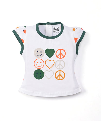 Smiley Heart Short Sleeves Top & Hot Pant Set | Green