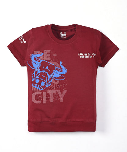 Bulls City Half Sleeves T-Shirt & Shorts Set | Maroon