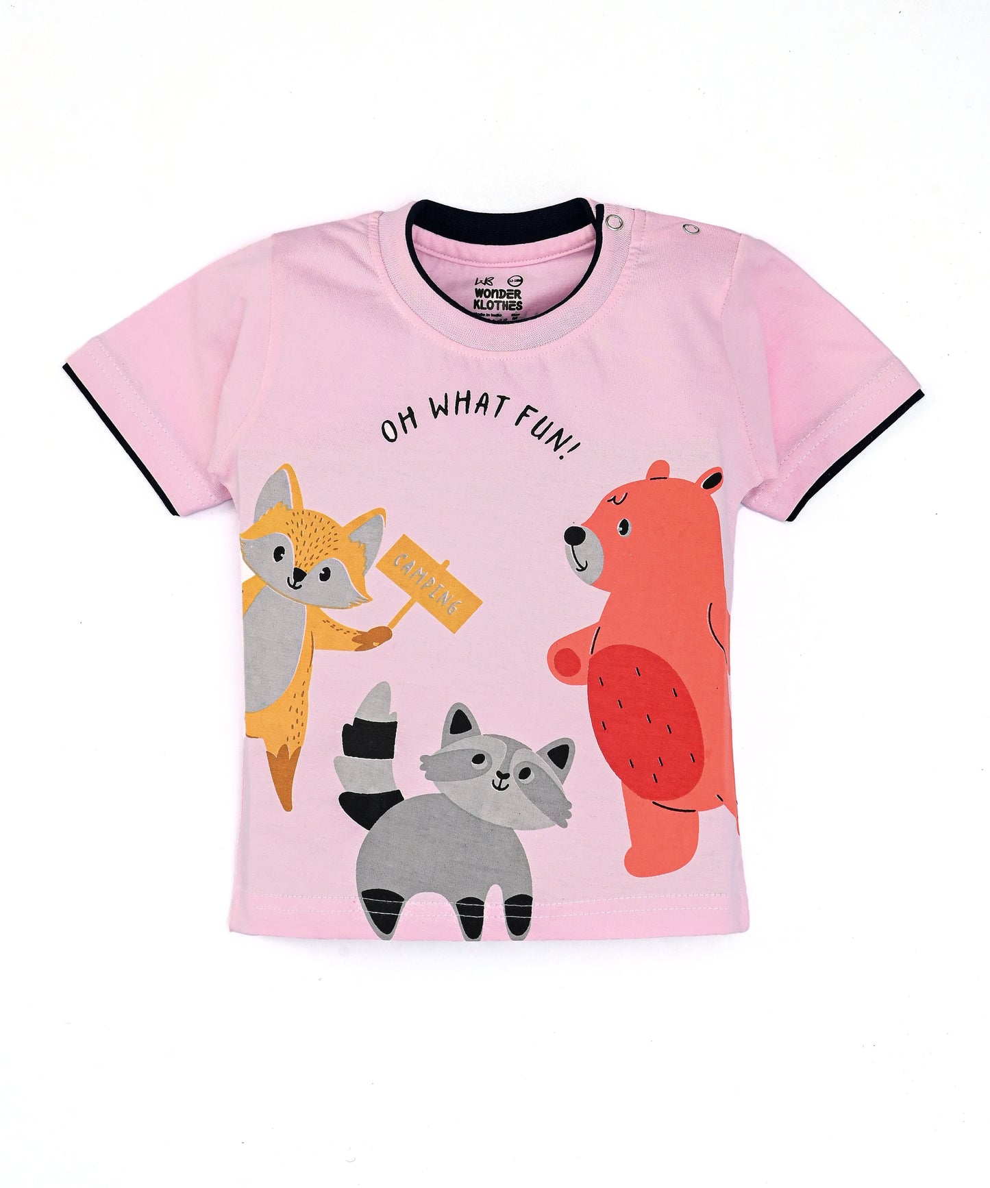 Oh What Fun Half Sleeves Shoulder Open T-Shirt & Half Pant Set | Pink