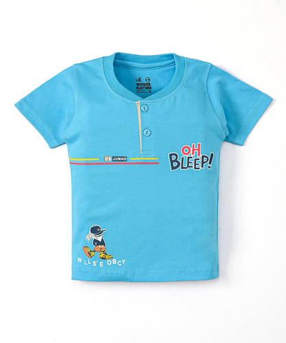 Oh Bleep Half Sleeves T-Shirt & Half Pant Set | Blue
