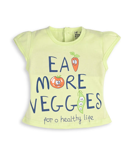Eat More Veggies Short Sleeves Top & Hot Pant Set | Green