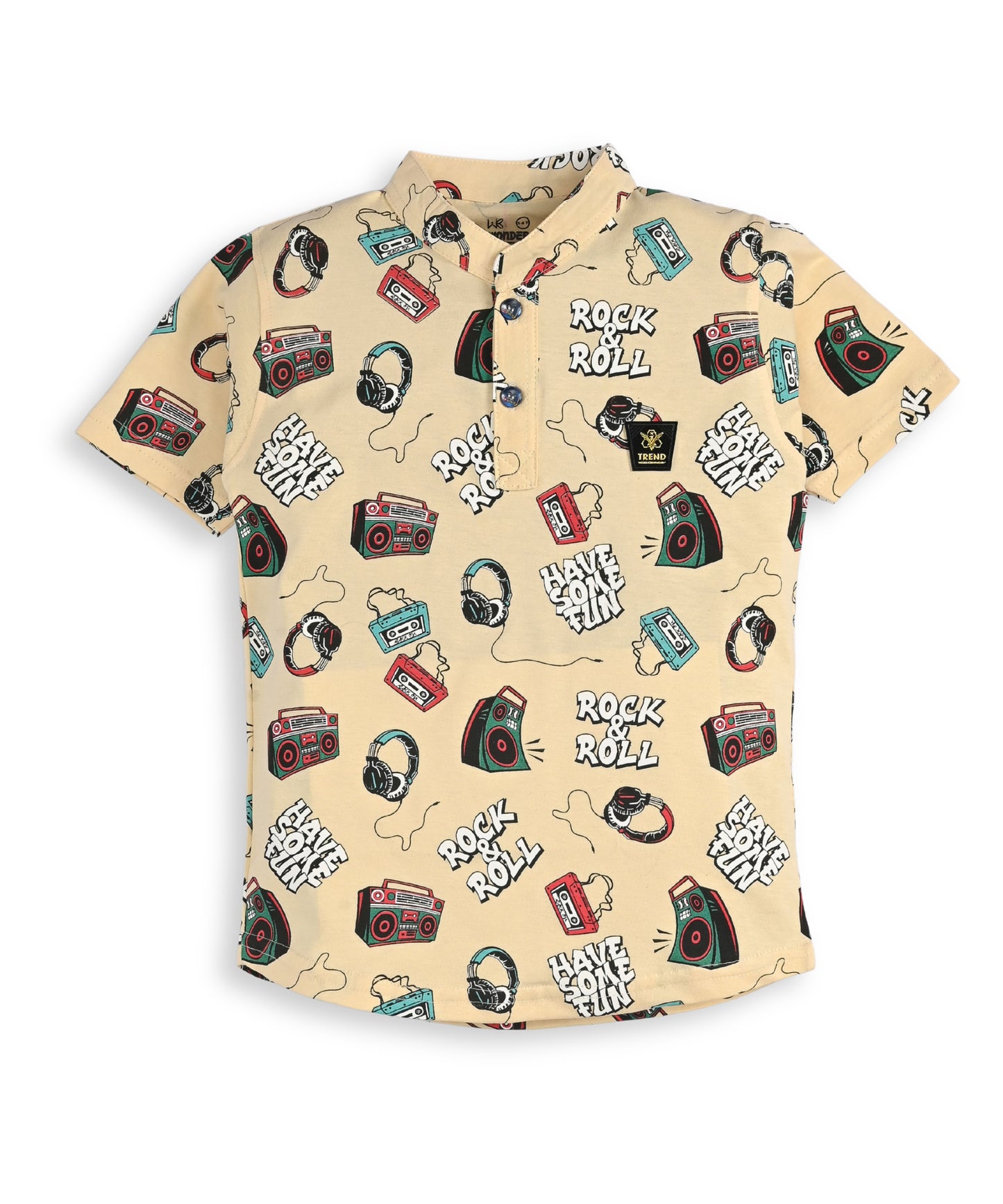 Music Gadgets Half Sleeves T-Shirt & Shorts Set | Beige