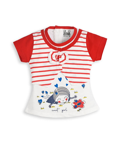 Sweet Girl Half Sleeves Top & Hot Pant Set | Red