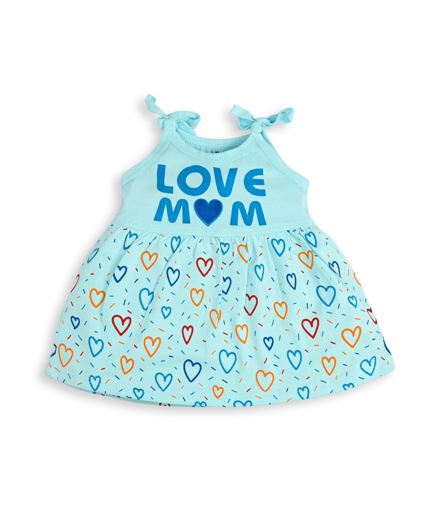 Love Mom Bandhani Straps Frock & Bloomer Pant Set | Pink & Blue | Pack of 2