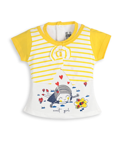 Sweet Girl Half Sleeves Top & Hot Pant Set | Yellow