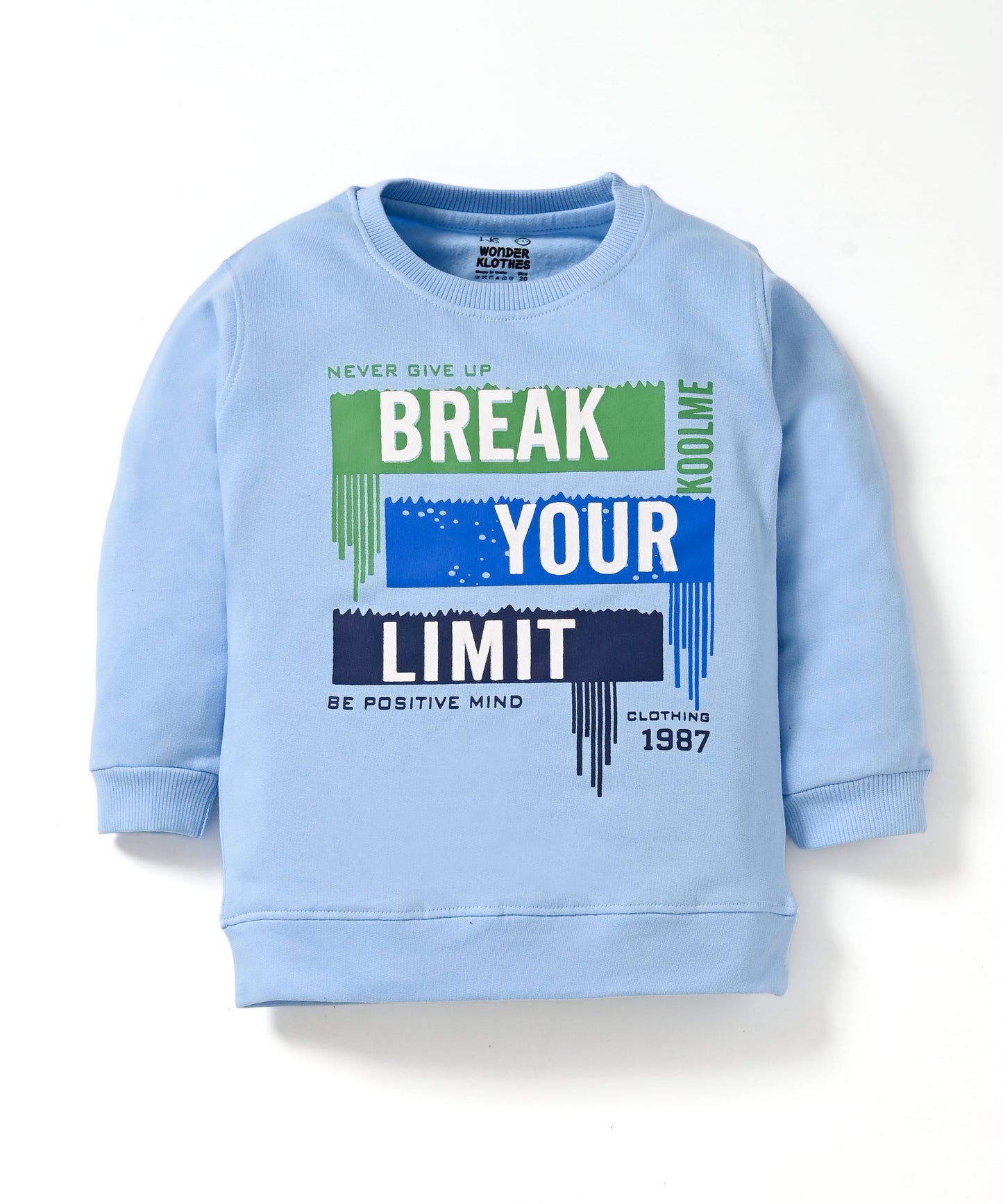 Break Your Limit Full Sleeves Fleece Sweatshirt and Joggers Set | Blue