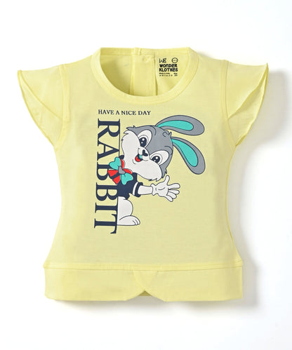 Rabbit Short Sleeves Top & Hot Pant Set | Yellow