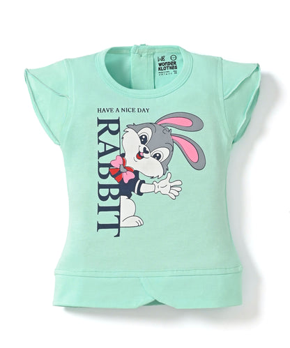 Rabbit Short Sleeves Top & Hot Pant Set | Green