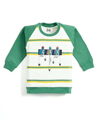 Never Origin Raglan Full Sleeves Sweatshirt & Joggers Set | Green