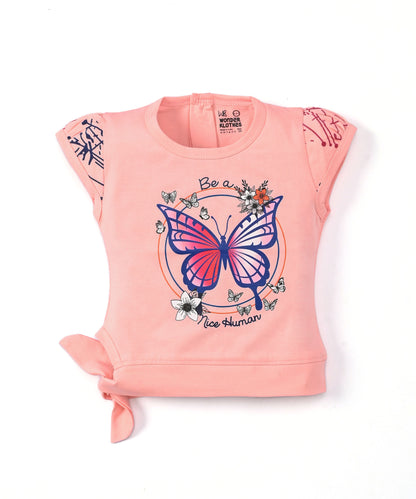 Butterfly Knot Short Sleeves Top & Hot Pant Set | Pink