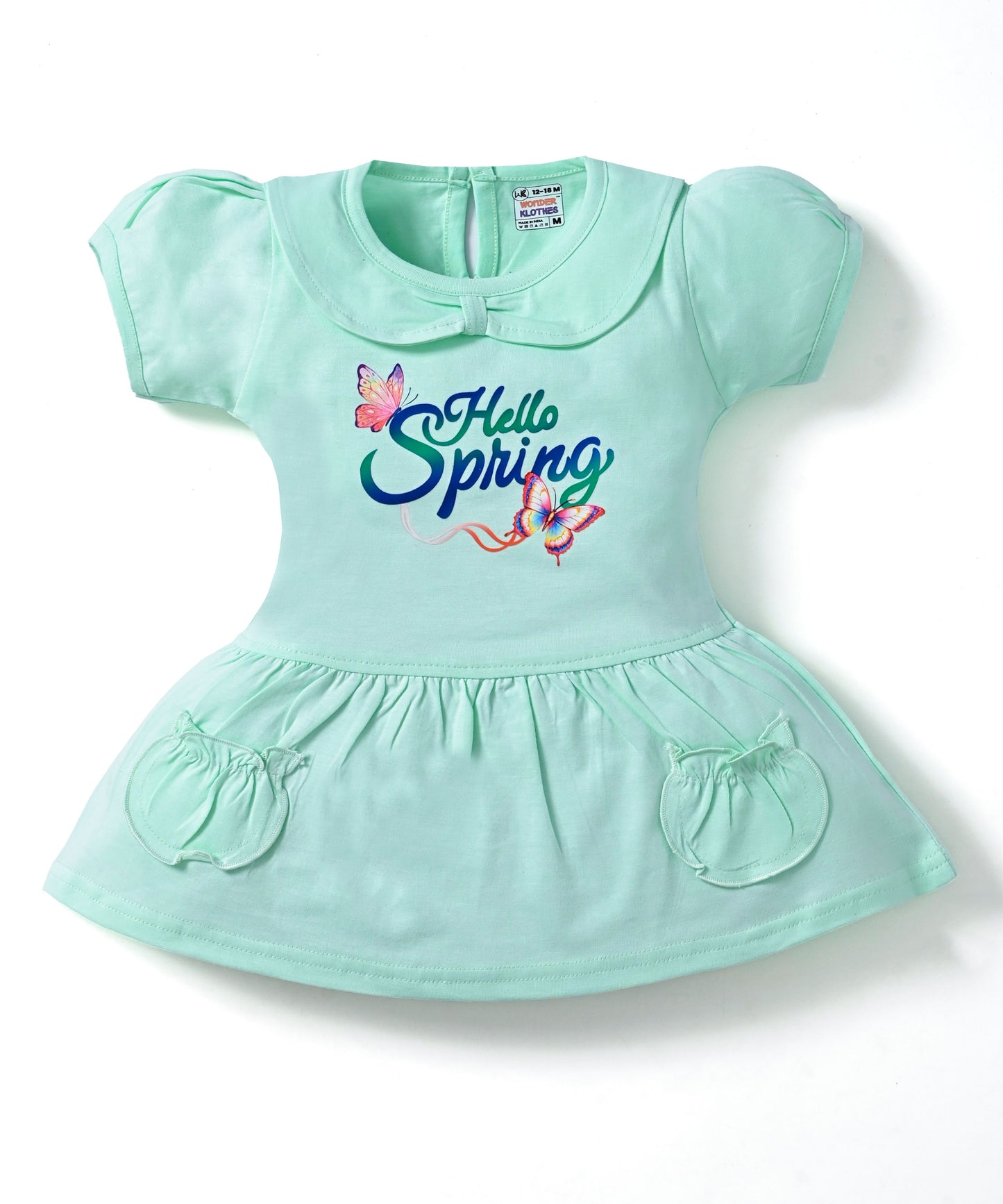 Hello Spring Half Sleeves Frock & Bloomer Pant Set | Green