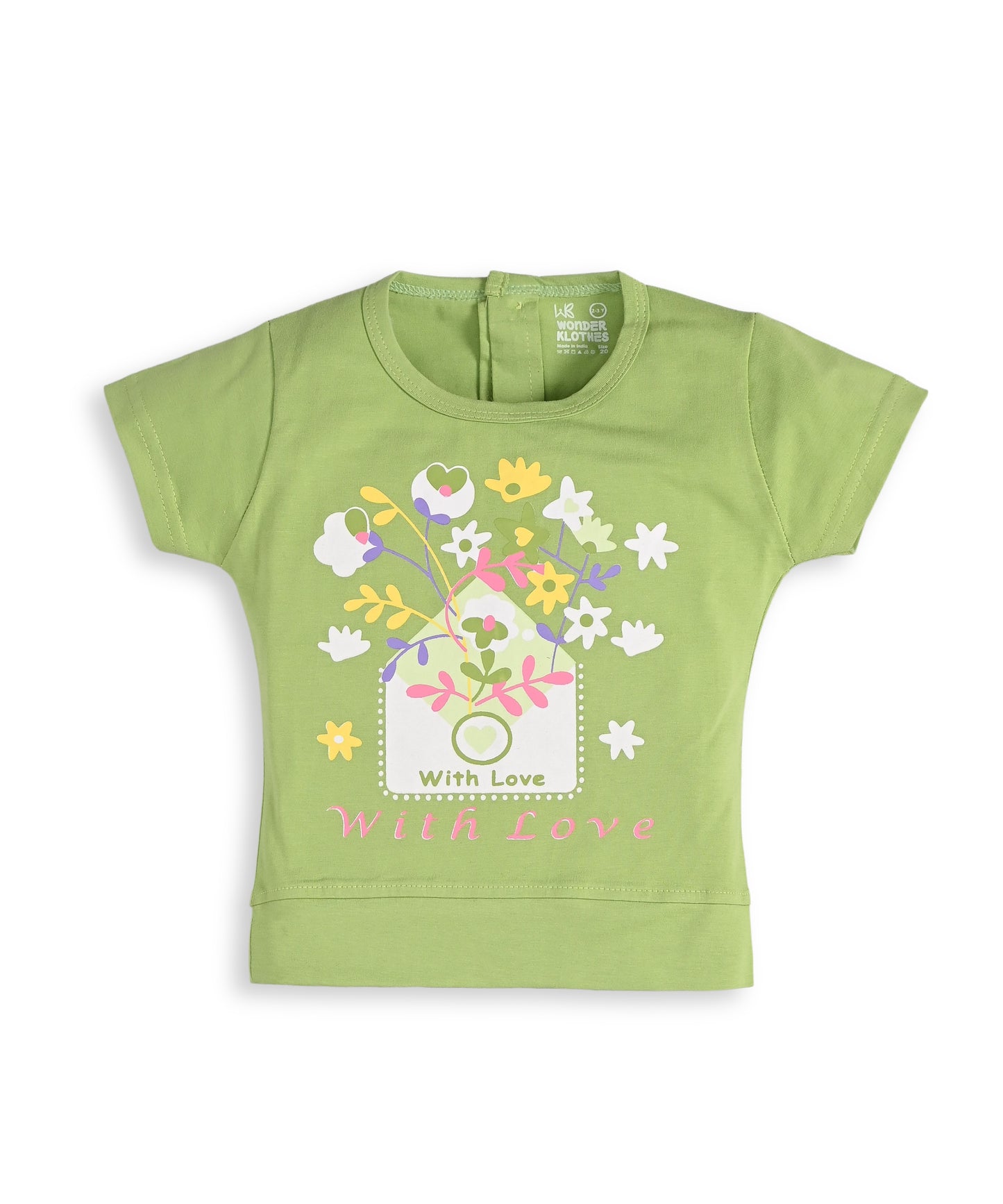 With Love Half Sleeves Top & Skirt Set | Green