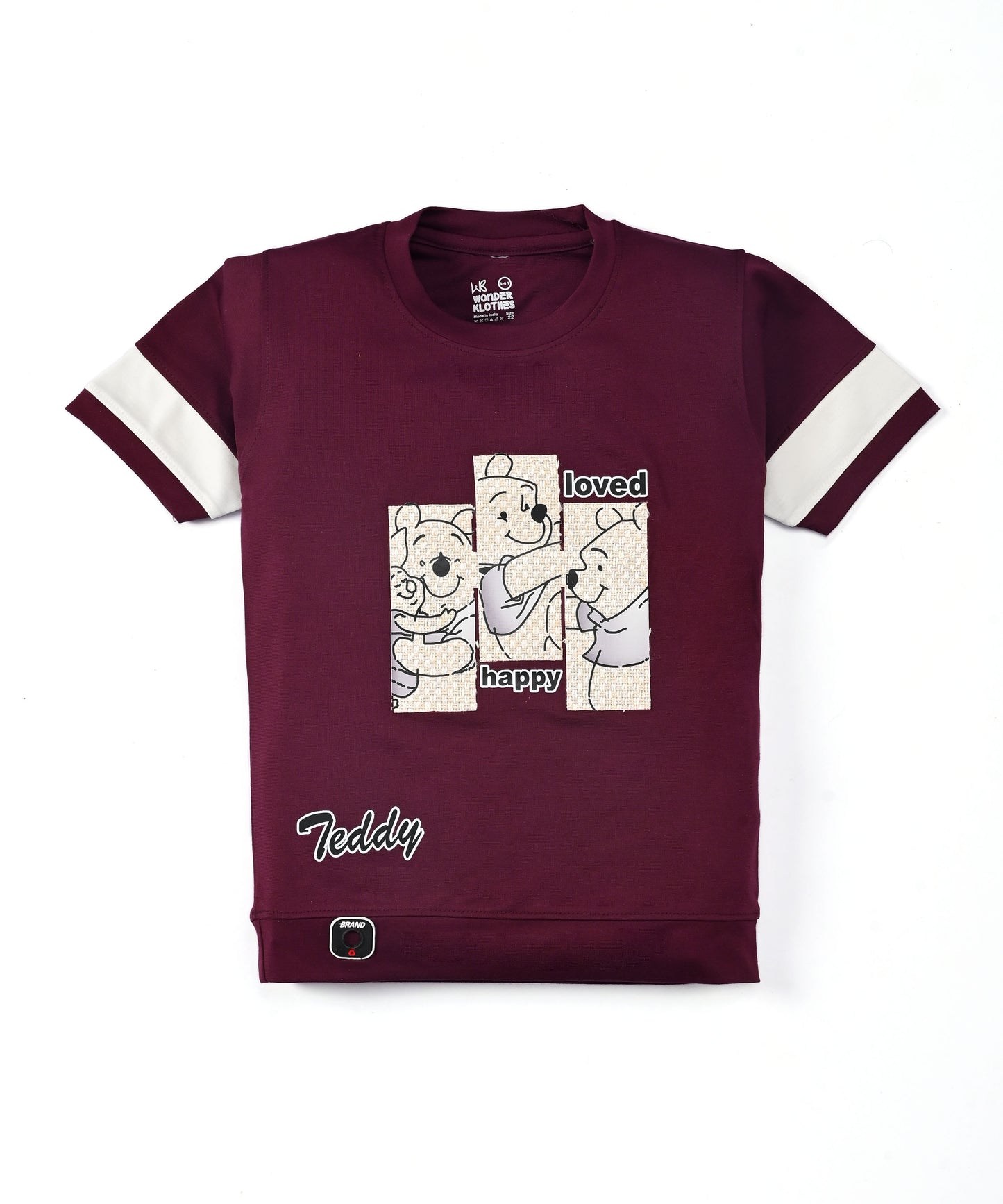 Happy Teddy Premium Half Sleeves T-Shirt & RFD Shorts Set | Burgundy
