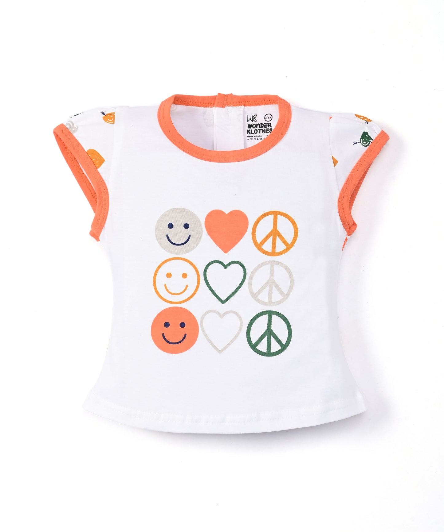 Smiley Heart Short Sleeves Top & Hot Pant Set | Orange