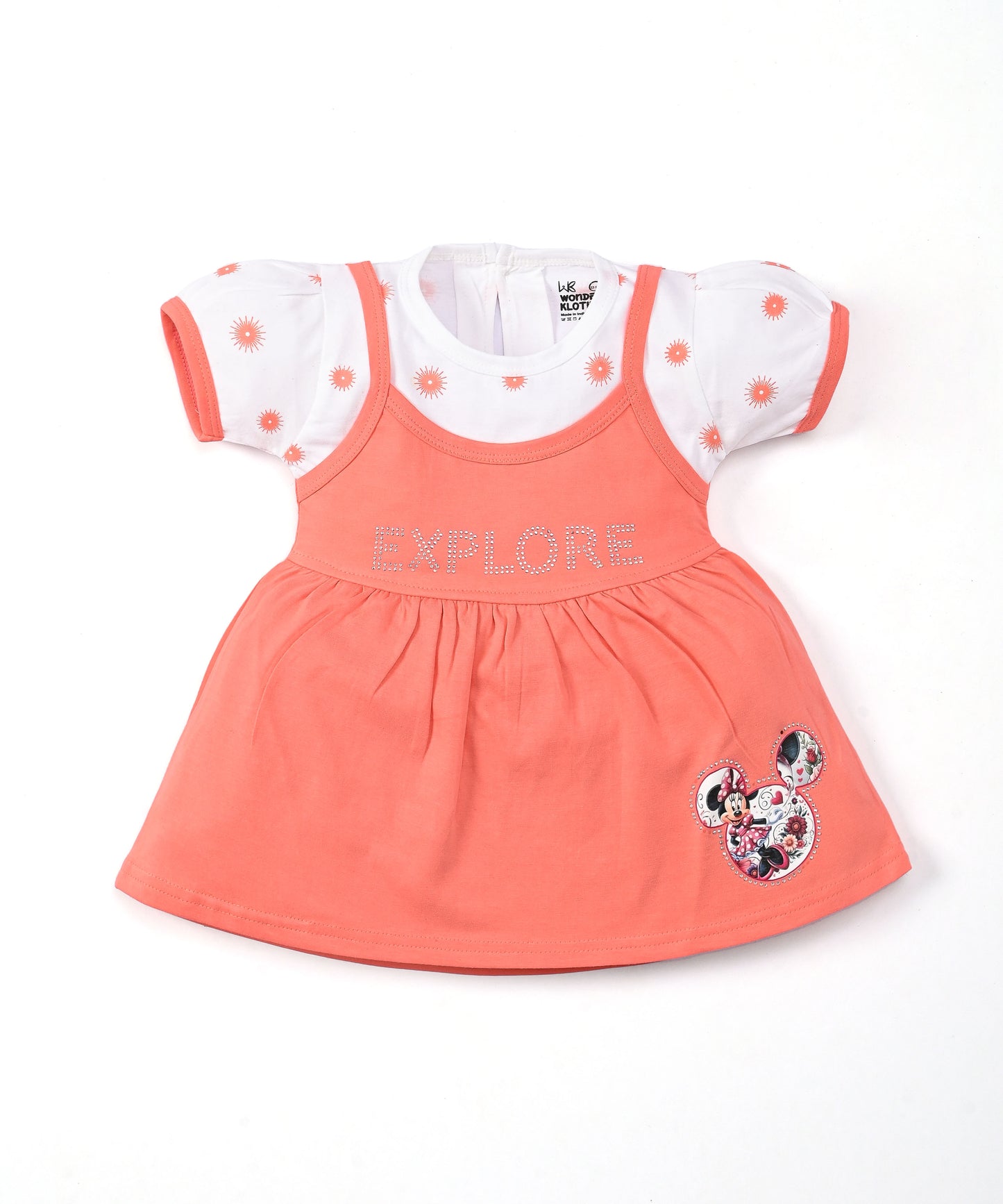 Explore Minnie Half Sleeves Frock & Bloomer Pant Set | Orange