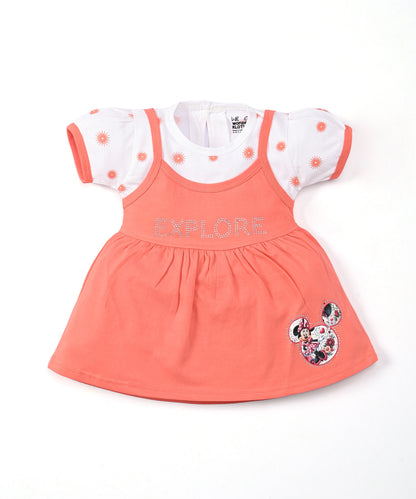 Explore Minnie Half Sleeves Frock & Bloomer Pant Set | Orange