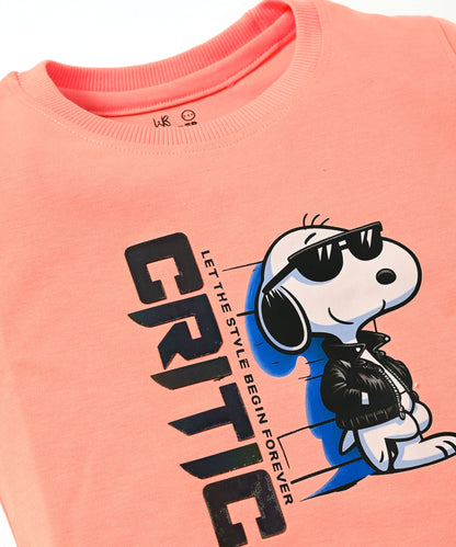 Critic Snoopy Full Sleeves Sweatshirt and Joggers Set | Orange