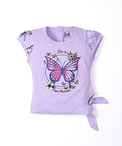 Butterfly Knot Short Sleeves Top & Hot Pant Set | Violet