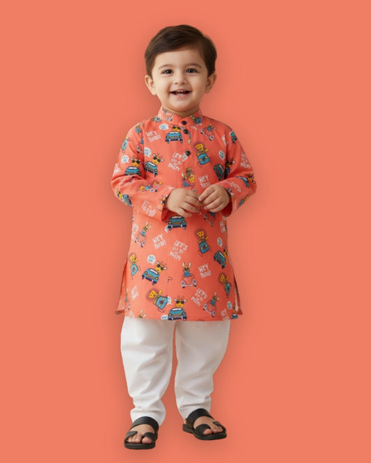 Animal Safari Full Sleeves Kurta Pyjama Set