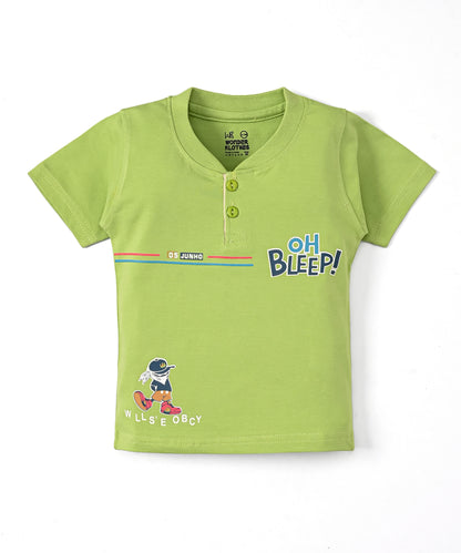 Oh Bleep Half Sleeves T-Shirt & Half Pant Set | Green