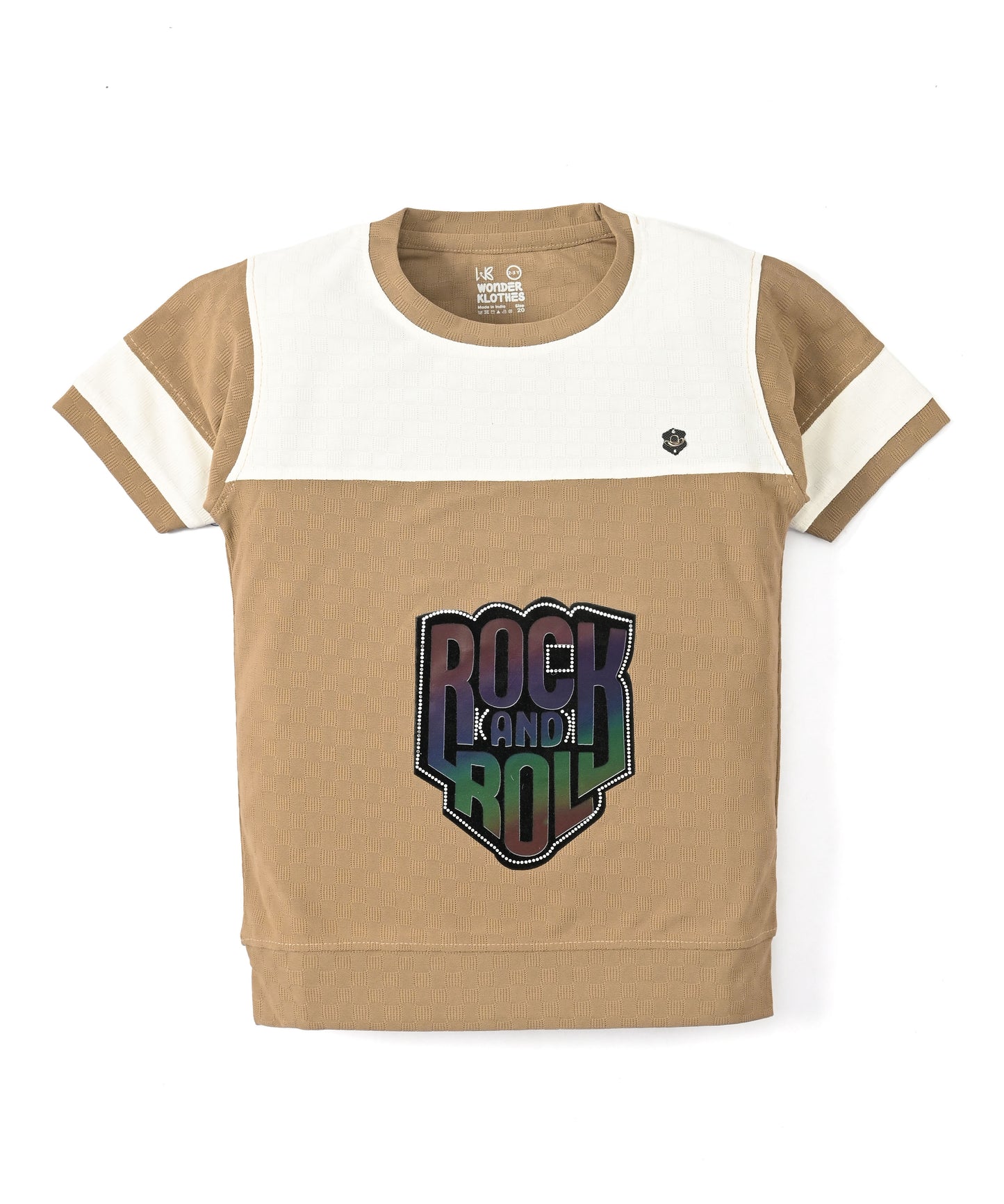 Rock and Roll Premium Half Sleeves T-Shirt & Denim Shorts Set | Brown