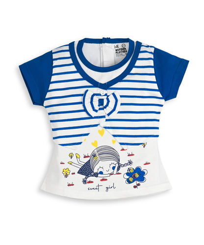 Sweet Girl Half Sleeves Top & Hot Pant Set | Blue