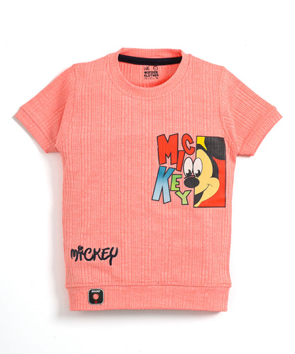 Mickey Half Sleeves T-Shirt & Shorts Set | Pink