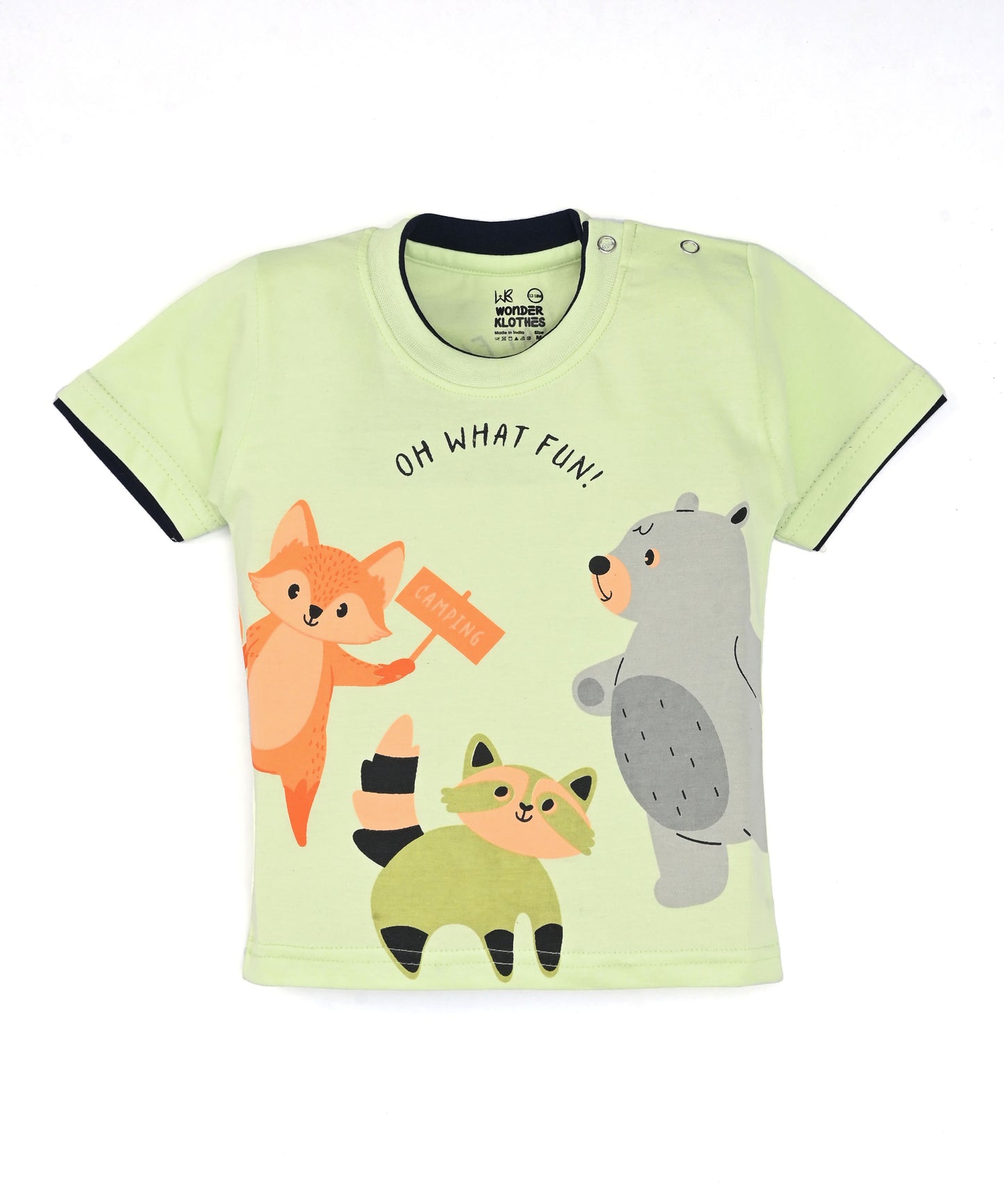 Oh What Fun Half Sleeves Shoulder Open T-Shirt & Half Pant Set | Green