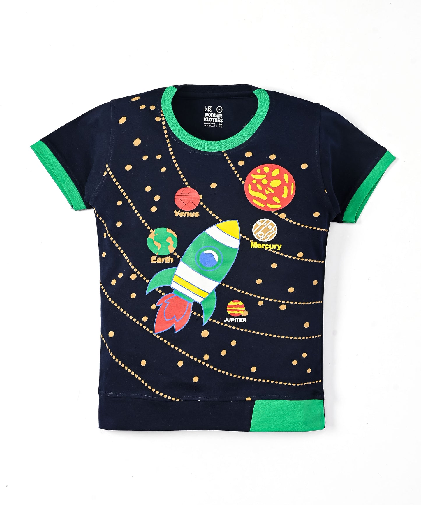 Space Explorer Half Sleeves T-Shirt & Shorts Set | Green