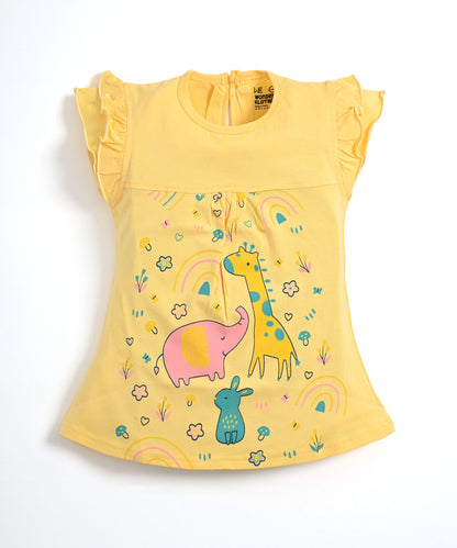 Jungle Joy Short Sleeves Frock & Bloomer Pant Set | Yellow