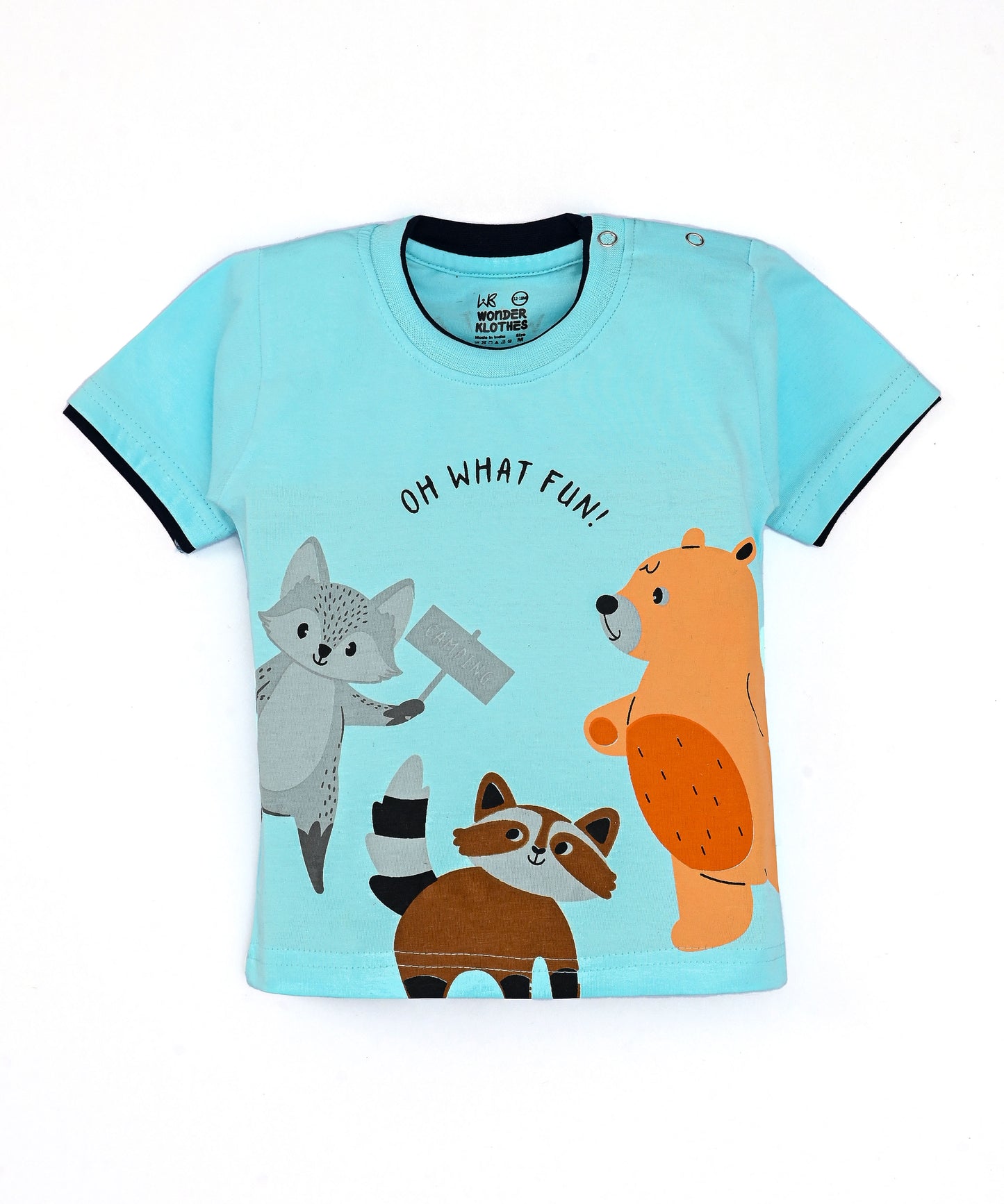 Oh What Fun Half Sleeves Shoulder Open T-Shirt & Half Pant Set | Blue