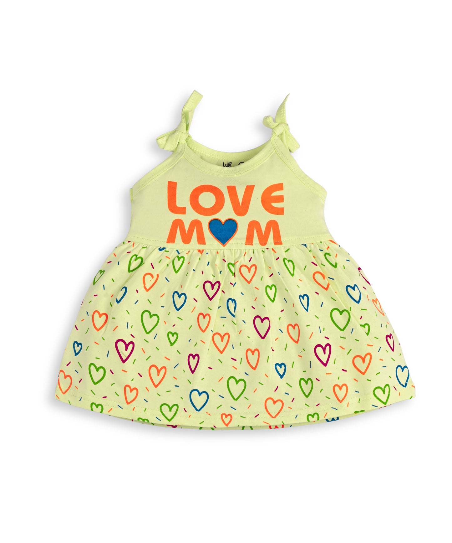 Love Mom Bandhani Straps Frock & Bloomer Pant Set | Green & Pink | Pack of 2