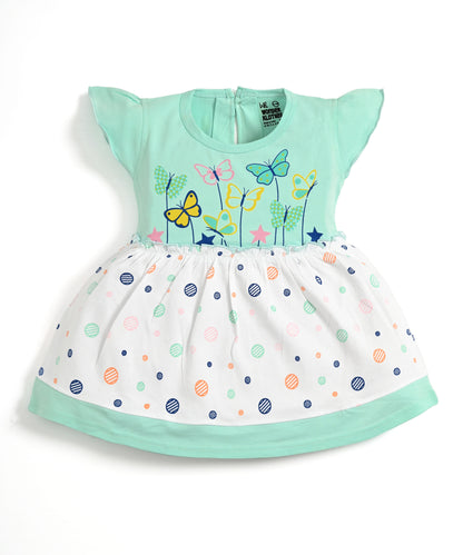 Butterfly Garden Short Sleeves Frock & Bloomer Pant Set | Green
