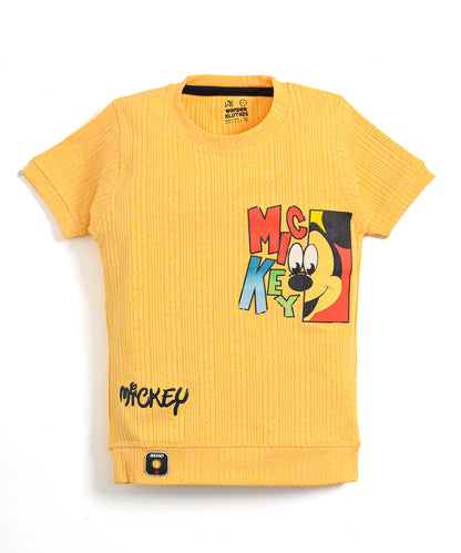 Mickey Half Sleeves T-Shirt & Shorts Set | Yellow