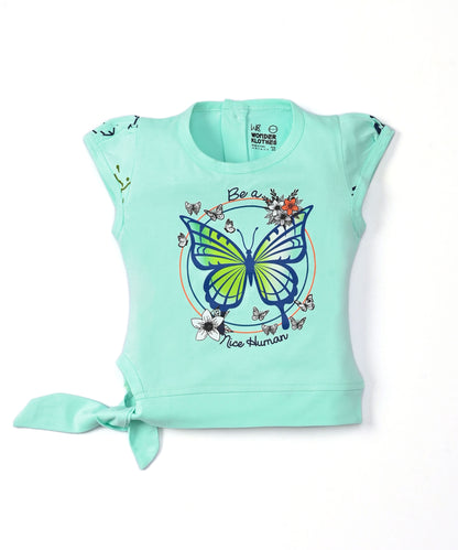 Butterfly Knot Short Sleeves Top & Hot Pant Set | Green