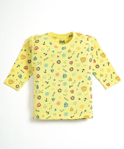 Moon Space and Surfing Beach Full Sleeves T-Shirt & Pyjama Set | Pack of 2